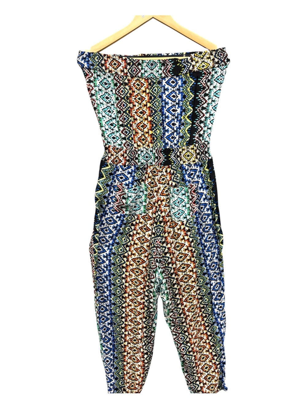 Strapless Multicolor Printed Romper Jumpsuit